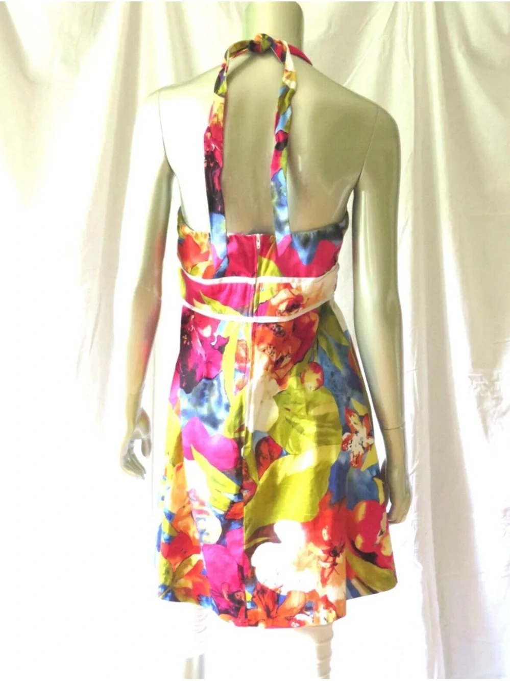 A Byer Floral Halter Dress Y2K Resortwear Vacation Vibrant‎ Sz 9